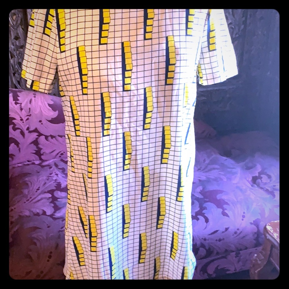 Modcloth White Grid Dress with Yellow & Black Accents